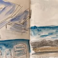 puerto de tazacorte 2, bleistift und aquarell, 15x42cm